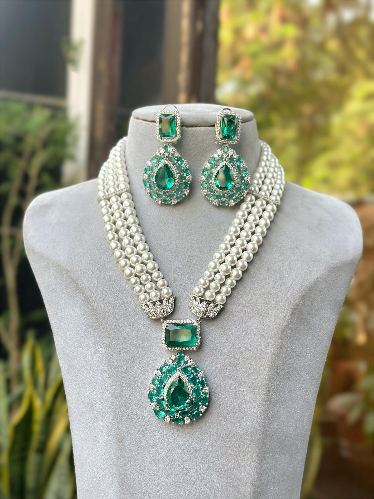 Bollywood Designed Teardrop Polki Necklace Earrings Set, Celebrity Teardrop Polki Jewelry Set, Wedding Polki Necklace Set, Bridal Teardrop Jewelry Set