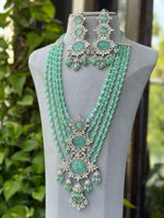 Multi Layer Jaipuri Polki Necklace Earrings Set, Layered Rajsthani Traditional Jewelry Set, Indian Ethnic Layer Necklace Set, Bollywood Multi Layer Polki Necklace Set, Celebrity Polki Jewelry Set