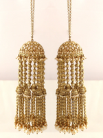 Handcrafted Jhumki Inspired Kaleere Traditional Jewelry, Golden Kaleere Bridal Accessories, Multi Layer Kaleere, Layered Indian Golden Jhumki Kaleere, Wedding Kaleere