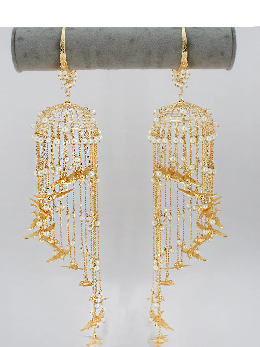 Ethnic Gold Bridal Kaleere Multi Tiered Dangling Beads, Pakistani Kaleere, Indian Wedding Kaleere, Jaipuri Golden Haathphool Set