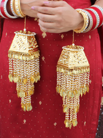 Exquisite Temple Gold Kaleere Indian Jewelry Set, Indian Temple Inspired Haathphool Set, Golden Traditional Kaleere Set, Pakistani Kaleere Set