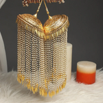 Vintage Golden Kaleere with Antique Pearl Tassels, Golden Layer Haathphool Set, Indian Kaleere Jewelry, Bollywood Kaleere