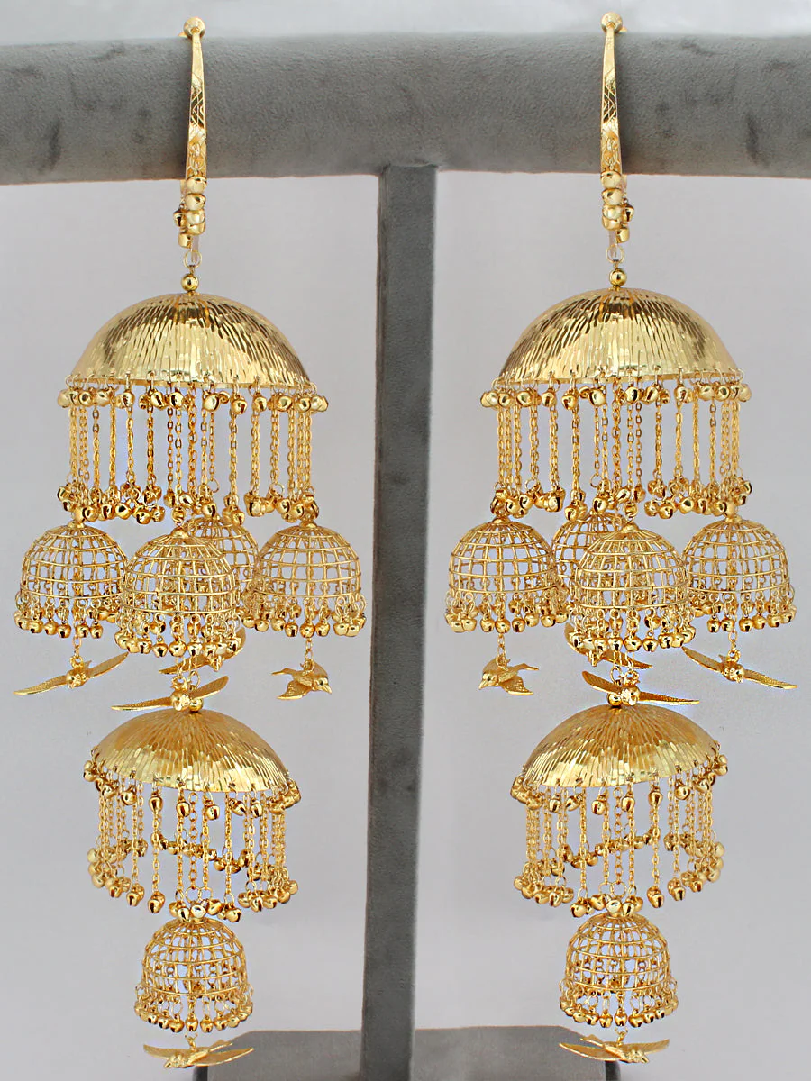 Indian Bird Inspired Golden Kaleere Set, Indian Bird Design Haathphool Set, Jaipuri Kaleere Set, Pakistani Haathphool Set