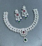 Sparkling Indian Pearl Necklace Earrings Set, Bridal Kundan Necklace Set, Bollywood AD Jewelry Set, Wedding Indian Kundan Choker Set, Pakistani Pearl Jewelry Set