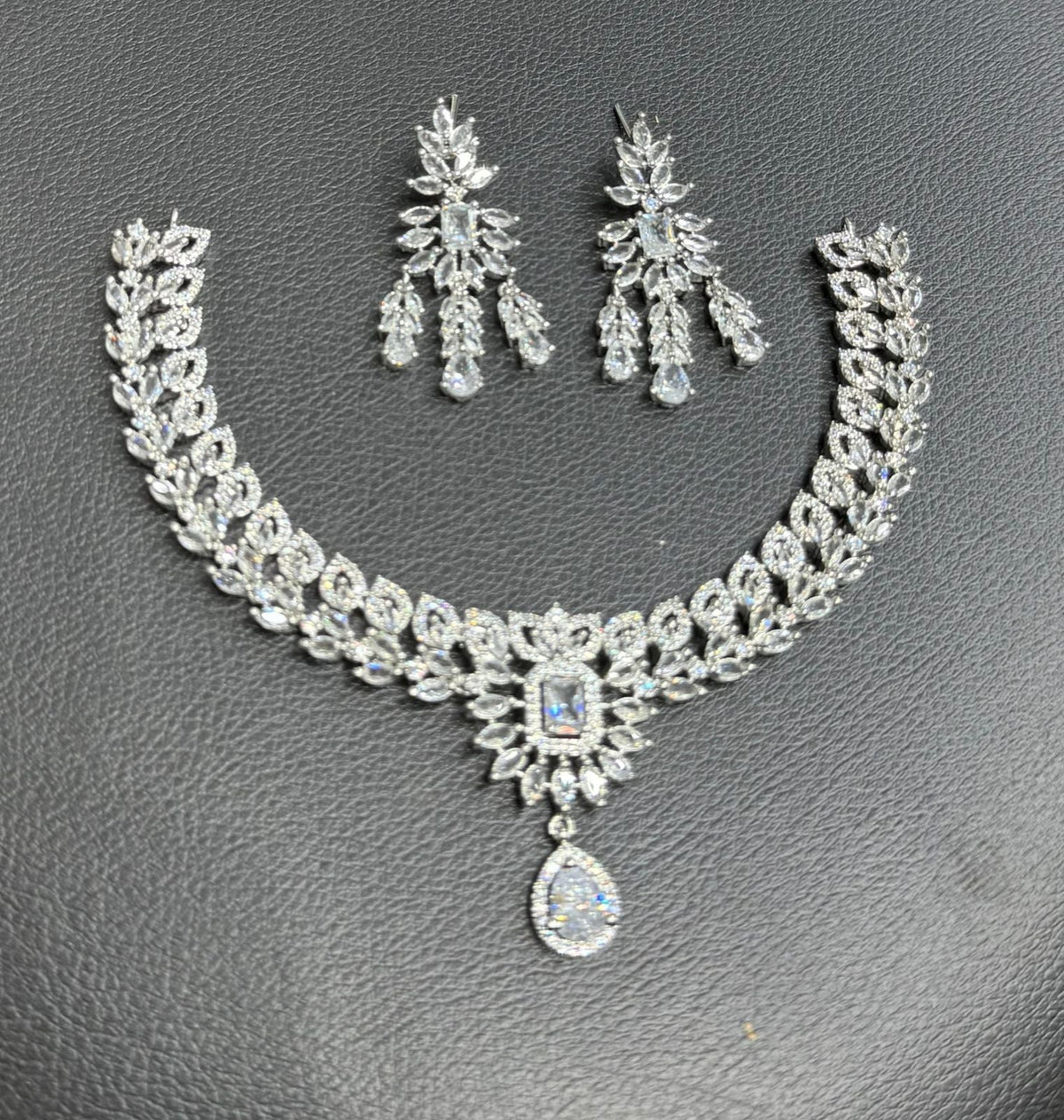 Sparkling Indian Pearl Necklace Earrings Set, Bridal Kundan Necklace Set, Bollywood AD Jewelry Set, Wedding Indian Kundan Choker Set, Pakistani Pearl Jewelry Set