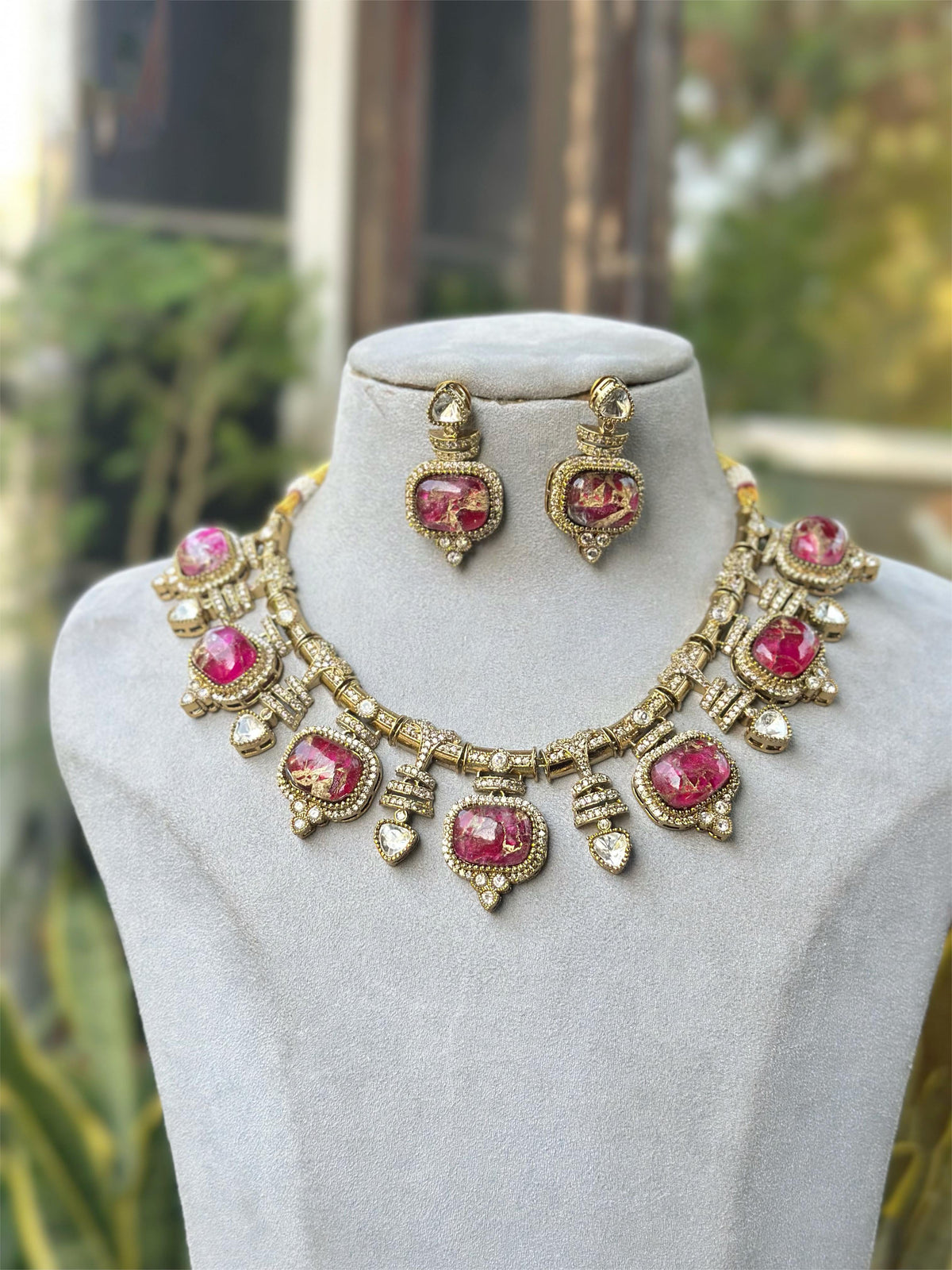 Punjabi Traditional Polki NecklaceEarrings Set, Punjabi Polki Jewelry Set, Jaipuri Wedding Polki Jewellery Set, Bollywood Polki Necklace Set, Celebrities Polki Jewelry Set, Indian Polki Choker Set