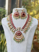 Indian Meenakari Designed Polki Necklace Earrings Set, Pakistani Traditional Polki Necklace Set, JaipuriMeenakari Jewelry Set