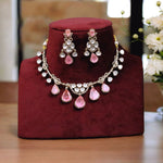 Celebrities Inspired American Diamond Bridal Necklace Earrings Set