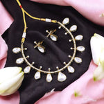 Indian Silver CZ Choker Earrings Wedding Jewelry Set