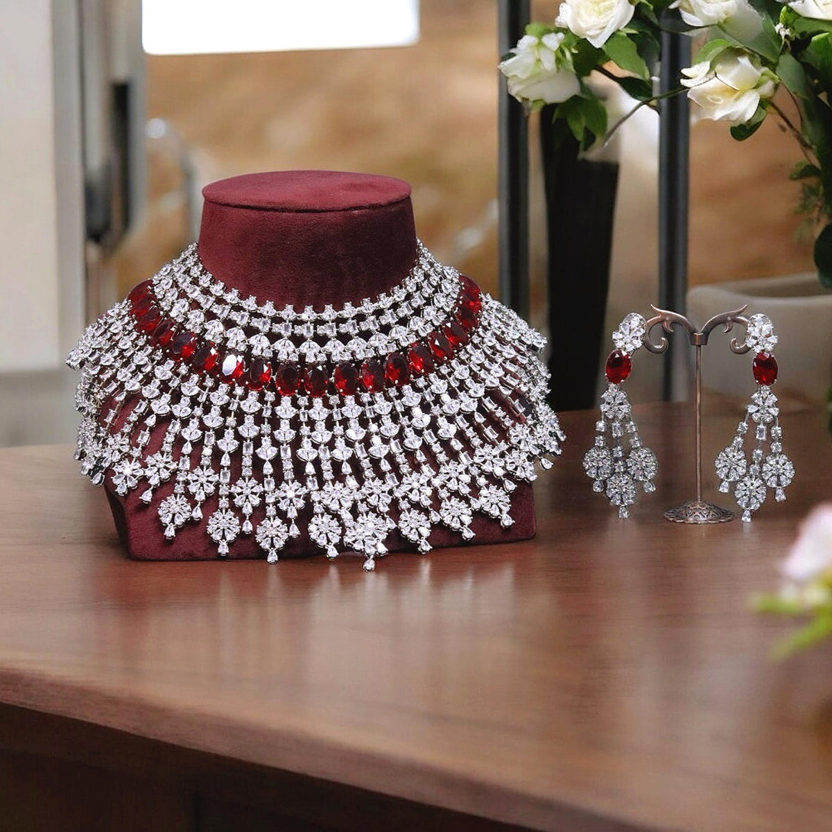 Multi Layer Ethnic Design Bridal Choker Earrings Set