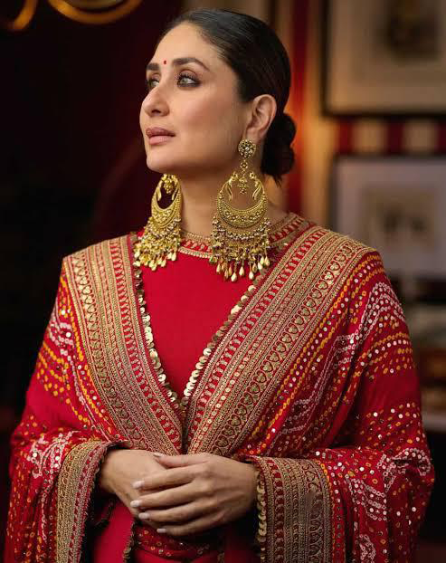 Kareena Kapoor Inspired Golden Ethnic Earrings Set