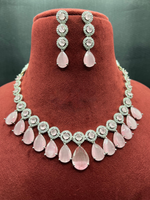 Indian Stylish AD Necklace Earrings Jewelry Set For Women