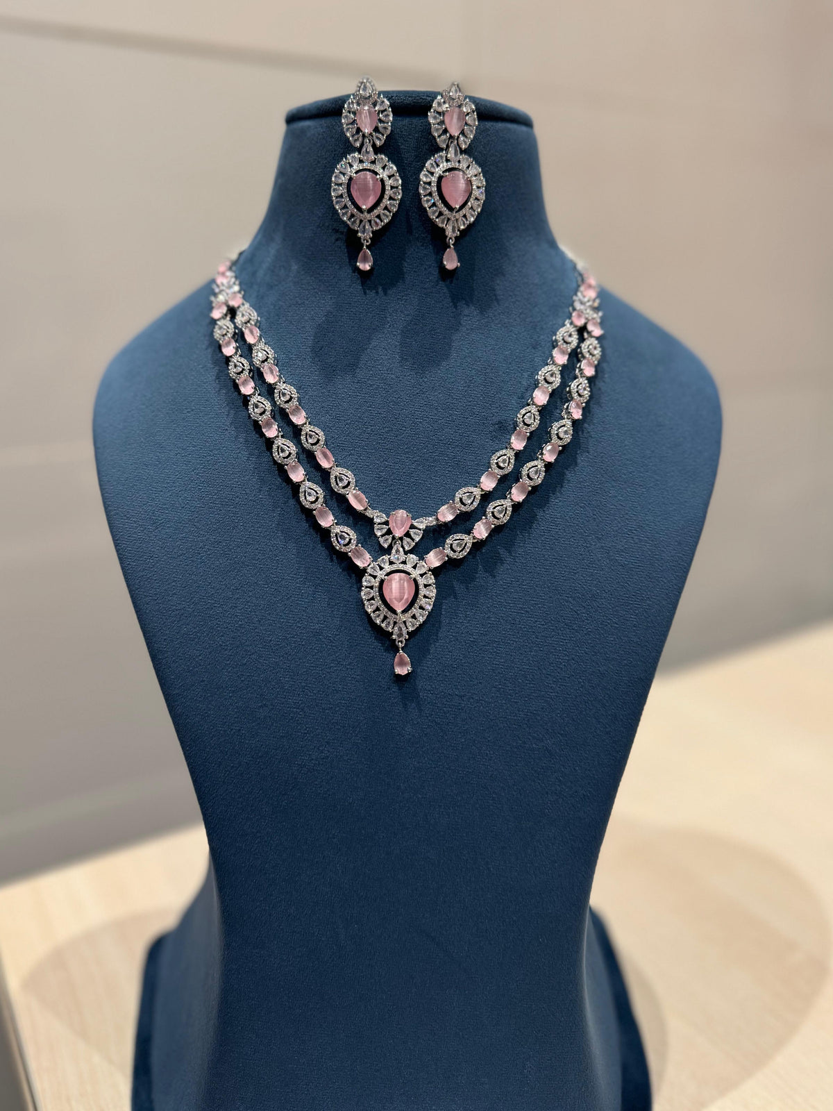 Bollywood CZ Necklace with Earrings CZ Luxury Design Anniversary Gift