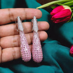 Bridal Indian Costume Cubic Zirconia Hoop Earrings | Crystal Dangler Jewellery | Indian Jewellery Earring Set