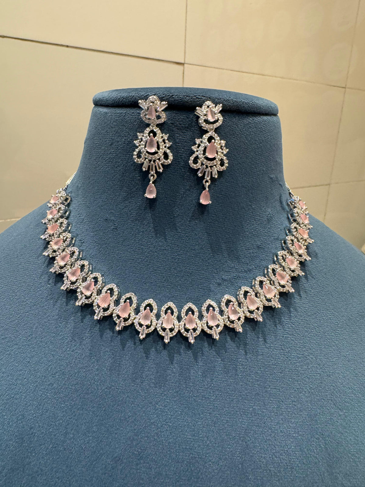 American Diamond Necklace with Earrings CZ Elegant Timeless Jewelry