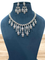 Pakistani Silver Plated Cubic zirconia Necklace Earrings Set For Women
