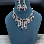 Pakistani Silver Plated Cubic zirconia Necklace Earrings Set For Women