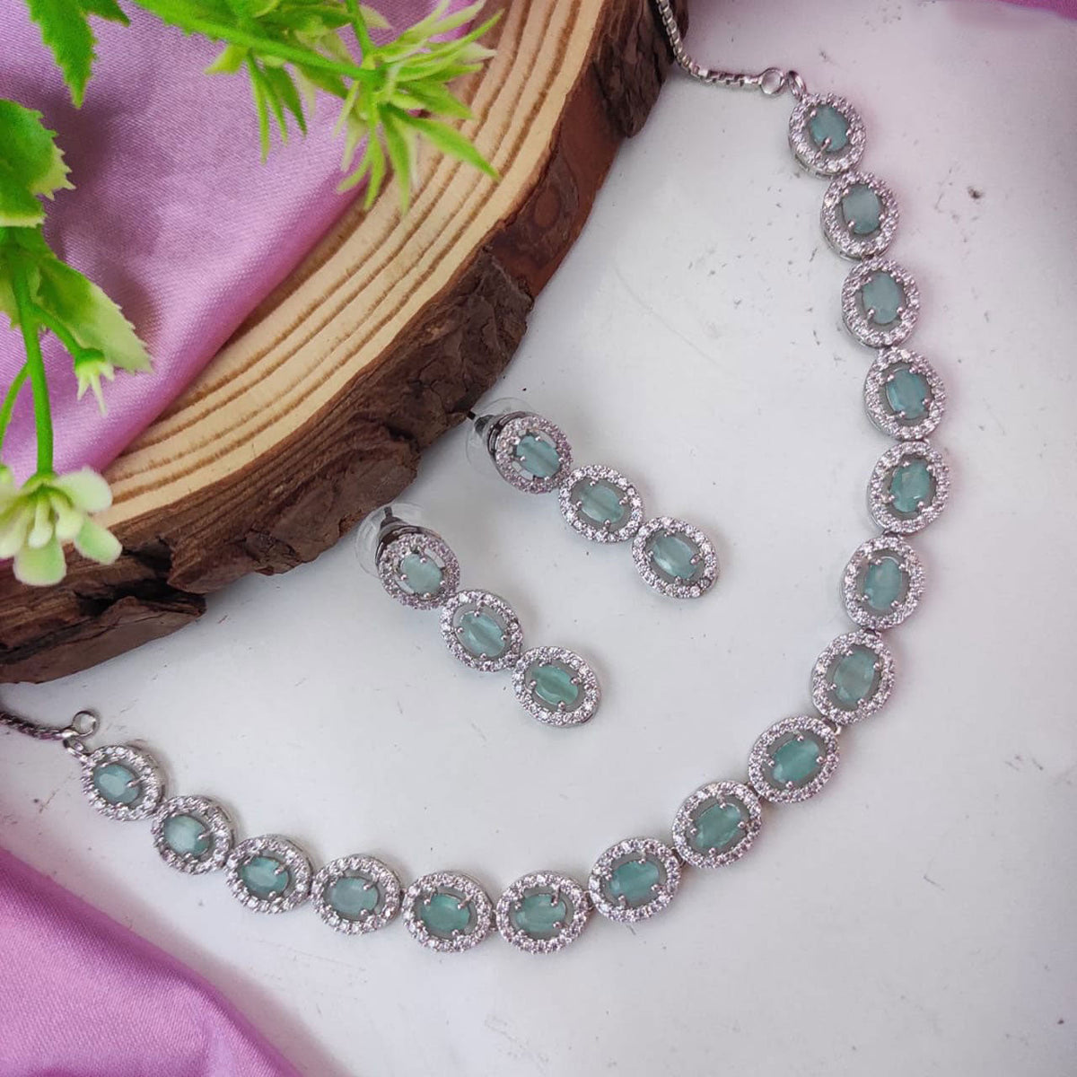 Beautiful AD Choker Set with American Diamond CZ Stones for Pakistani Jewelry and Bridal Looks