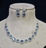 Bollywood Inspired AD Necklace Set with CZ Stones for Indian Wedding Engagement and Bridal Wear