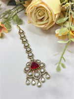 Royal Green Stone Kundan Maang Tikka | Indian Bridal & Festive Jewelry