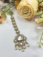 Royal Green Stone Kundan Maang Tikka | Indian Bridal & Festive Jewelry