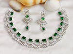 Luxury Emerald Green CZ Choker Necklace Set with Marquise Diamond Accents Bridal & Festive Wear
