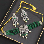 Pakistani Jewelry Inspired CZ Necklace Earrings AD Design for Weddings Engagements Special Occasions