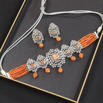 American Diamond Necklace Earrings CZ Jewelry Set for Bollywood-Inspired Bridal and Elegant Wedding Looks.