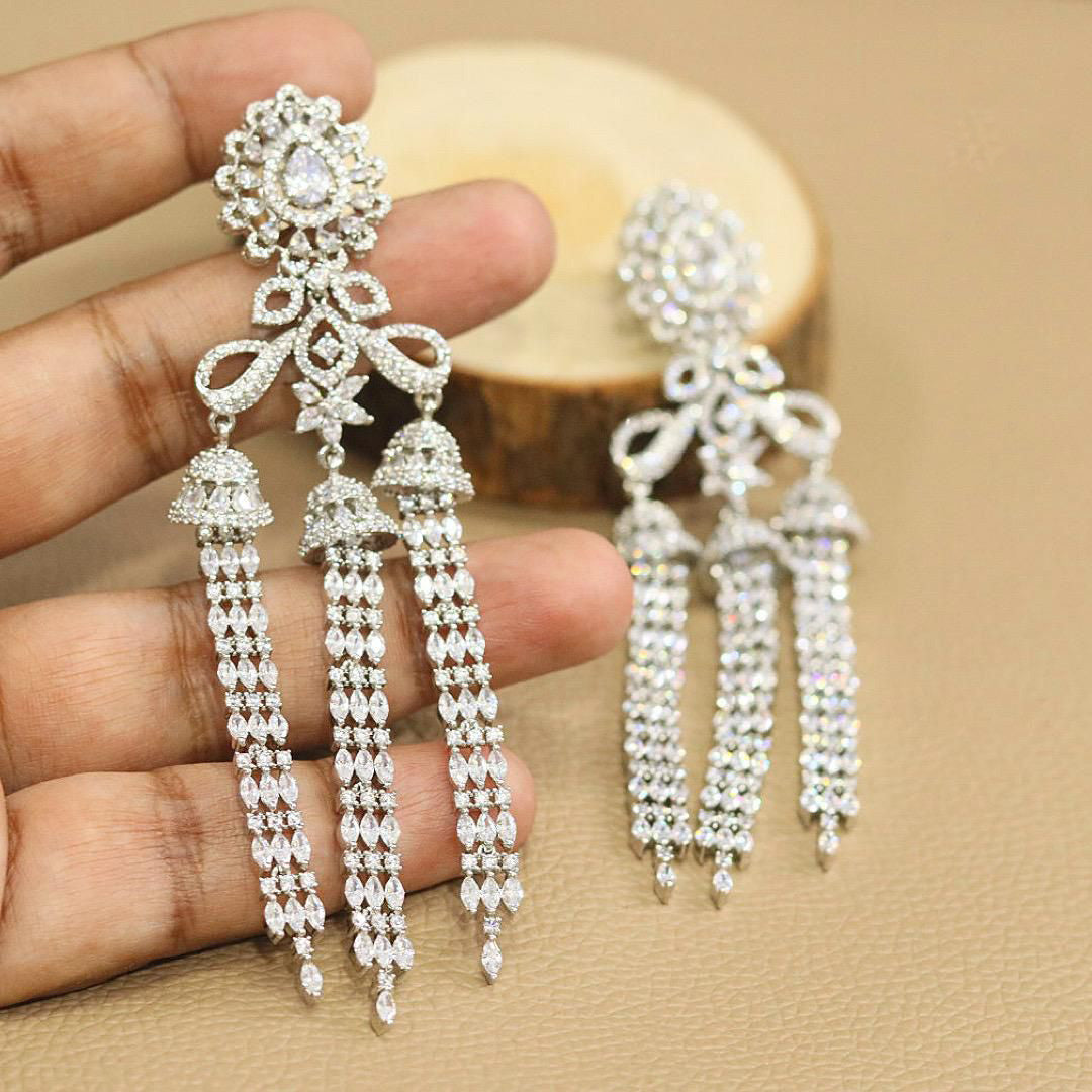 Flower Design And Pear Shape Indian wedding earrings for brides