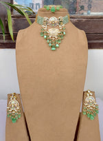 Maangtika Necklace Set with Pearl Drops And Gemstone Studded Earrings Perfect For Bridal Ethnic Jewelry Collections
