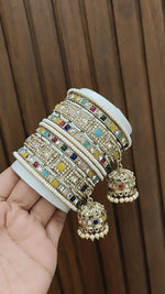 Bridal Wedding AD Bangles Bollywood Indian Jewelry Set