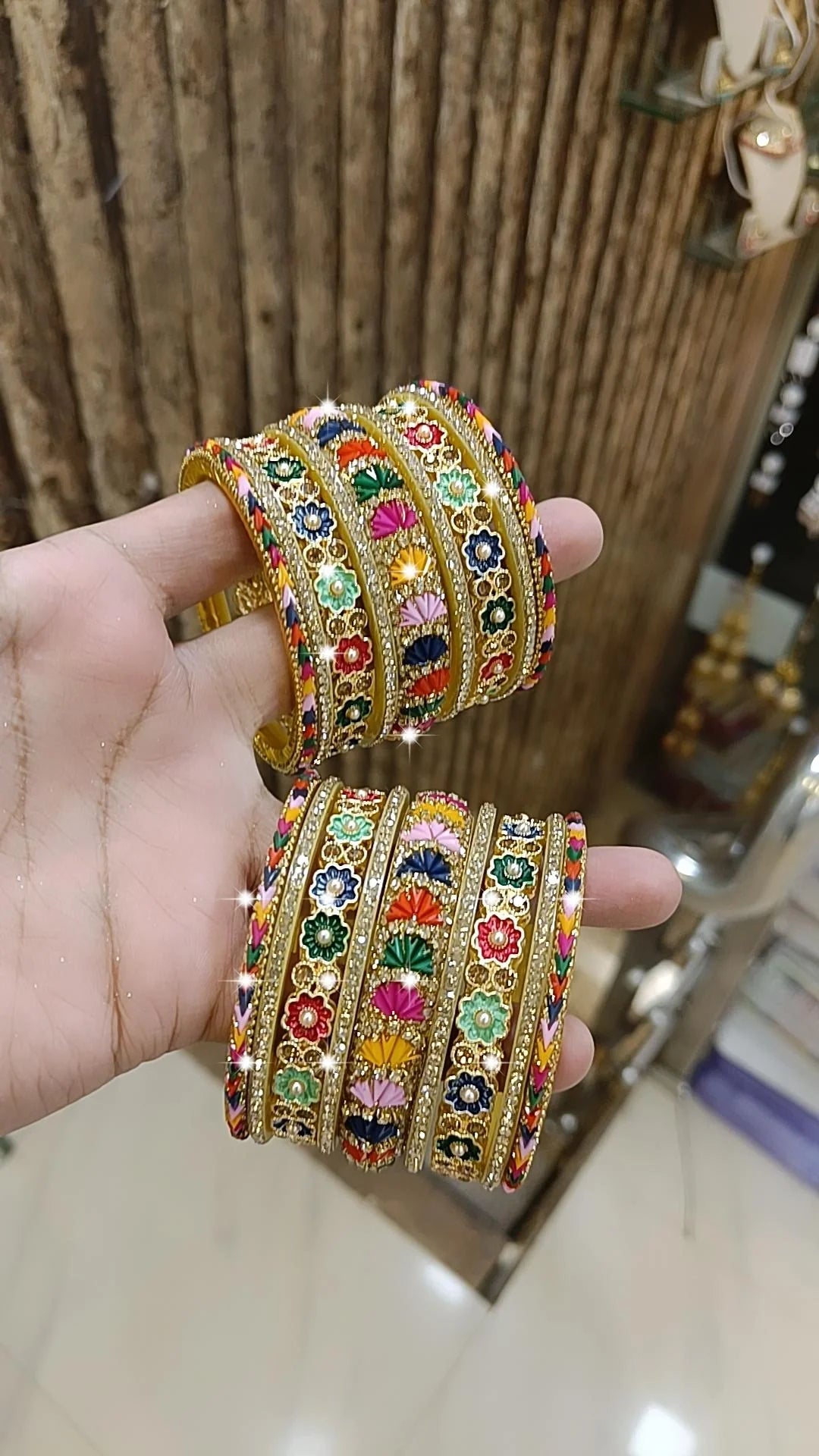 Multi Rajwadi Pearl and Gold Crystal Bangles, Wedding Jewelry, Indian Bridal Jewelry, Best Selling Traditional Bangles