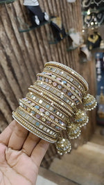 Mirror Indian Pakistani Deisgn Bangles Jhumka Set Wedding Occations
