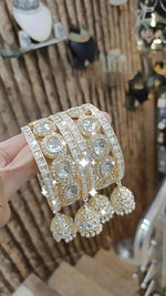American Diamond Dazzle Pearl Bangles Jhumka Set Weddings Crystal Jewelry