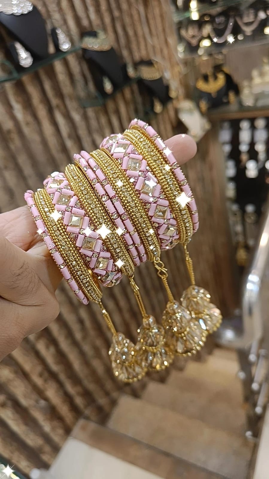 Golden Glory Bollywood Bangles Jhumka Collections Pearl Jewelry