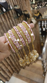 Golden Glory Bollywood Bangles Jhumka Collections Pearl Jewelry