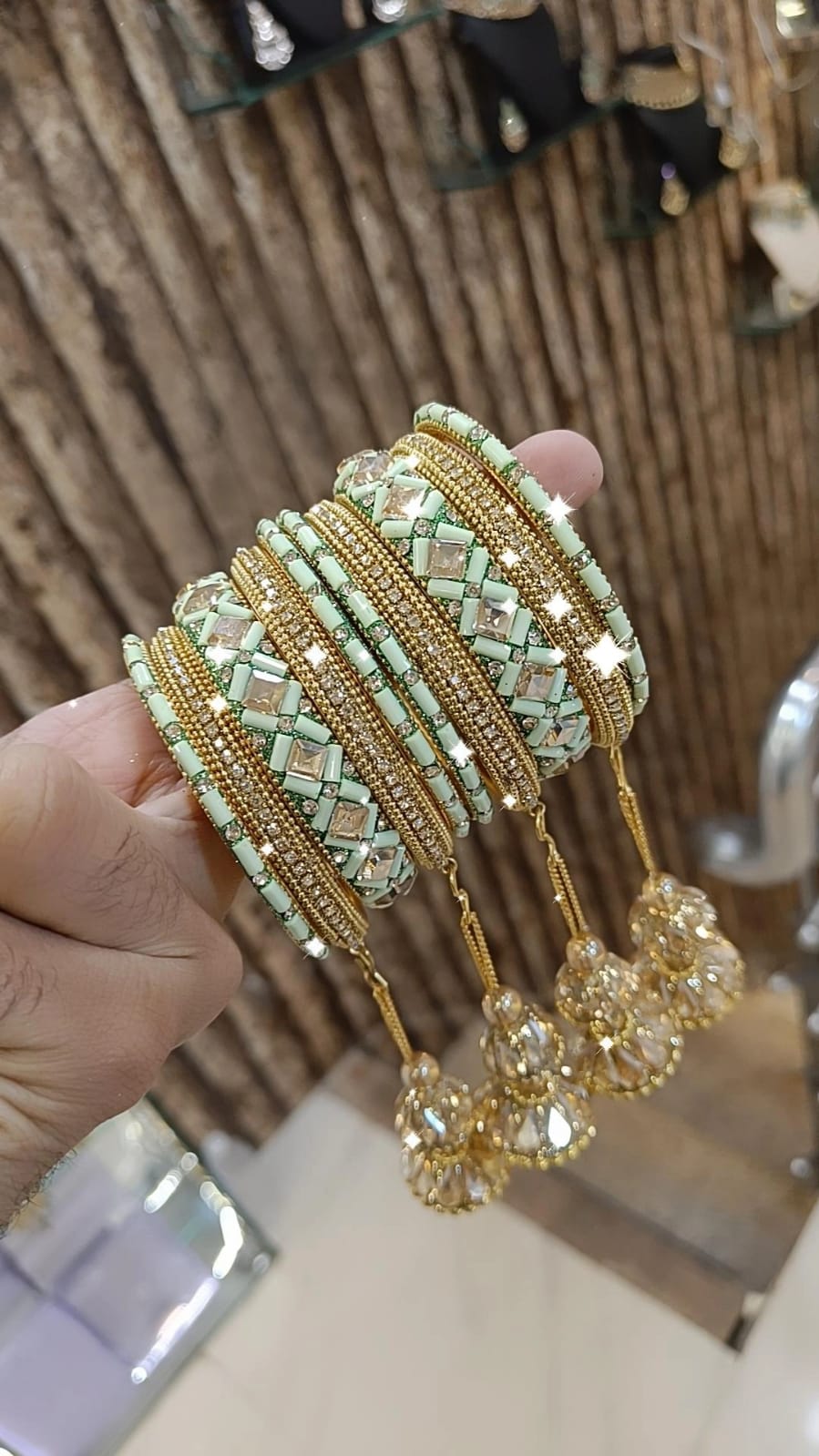 Golden Glory Bollywood Bangles Jhumka Collections Pearl Jewelry