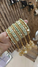 Golden Glory Bollywood Bangles Jhumka Collections Pearl Jewelry