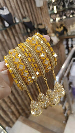 Golden Glory Bollywood Bangles Jhumka Collections Pearl Jewelry