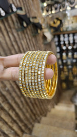 Exquisite Gold Plated Gemstone Bangles Stack Indian Weddings Jewelry