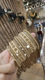 Radiate Royalty Golden Pearl Bangles Indian Jewelry Set