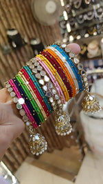 Pearl Bangles with Mirror Work Thread - Bollywood Inspired Jewelry