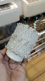 Crystal Shimmering Elegance Silver Chooda Set - Indian Bangles Jewelry