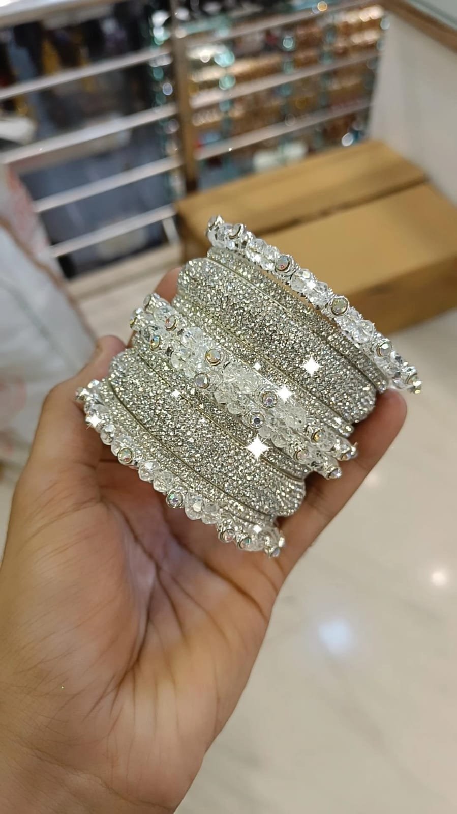 Sparkling Crystals Bridal Bangles - Pearl Indian Jewellery