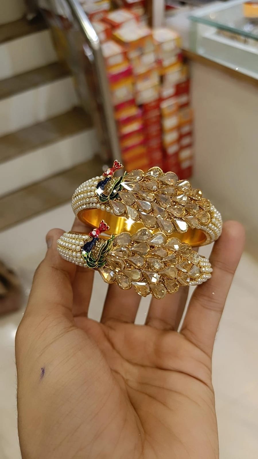 Peacock Kada Bangles Set - Peacock Jewellery Set