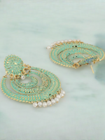 Mint AD Indian Chandbali Earrings Set, Bollywood Bridal CZ Jewellery