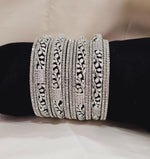 Silver Finish 16 Pcs AD Bangles Set | Indian Jewellery | Sparkling Diamond Bridal & Partywear Indian Bangles