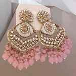 Kundan Pearl Stone Beaded Earrings Set, Indian Earrings, pearl Earrings, Pakistani Earrings, Statement Earrings, Long chandelier, Indian wedding