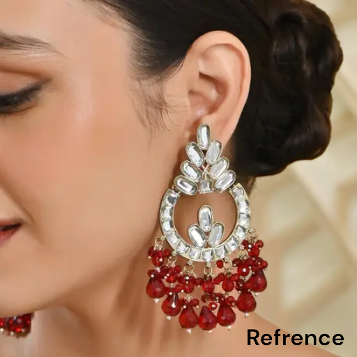 Bollywod Pearls Kundan Earrings Set, Indian Kundan earrings, Pearl earrings, Statement Earrings