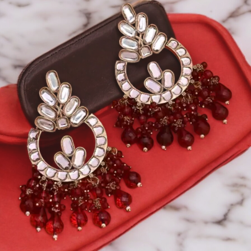 Bollywod Pearls Kundan Earrings Set, Indian Kundan earrings, Pearl earrings, Statement Earrings